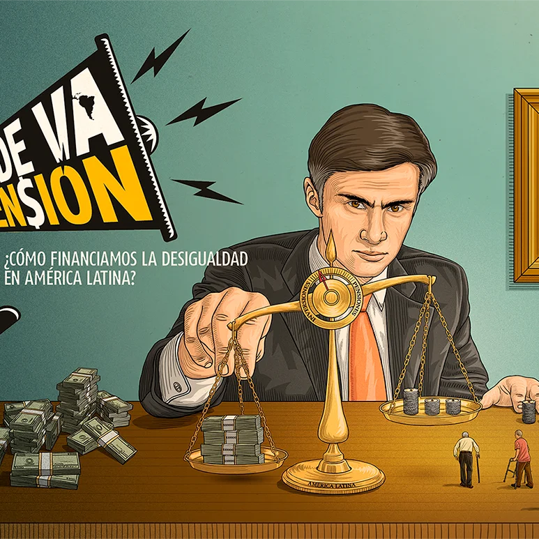 Diseño e ilustración editorial sobre A dónde va mi Pensión en América Latina