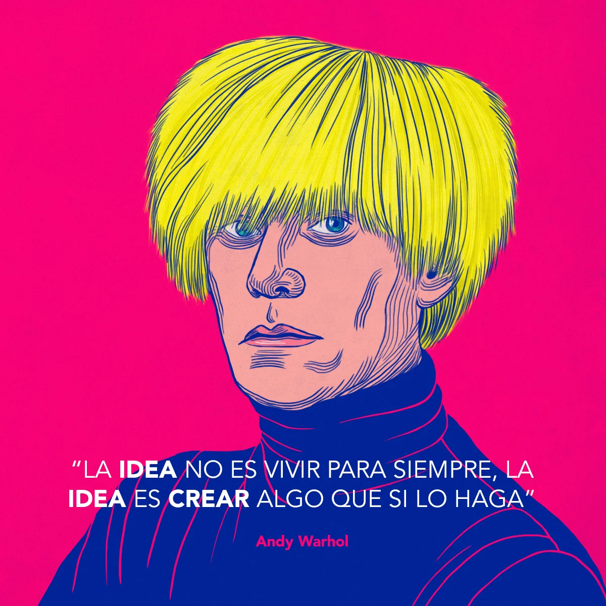 Diseño e ilustración para redes sociales de personajes Icónicos Andy Warhol