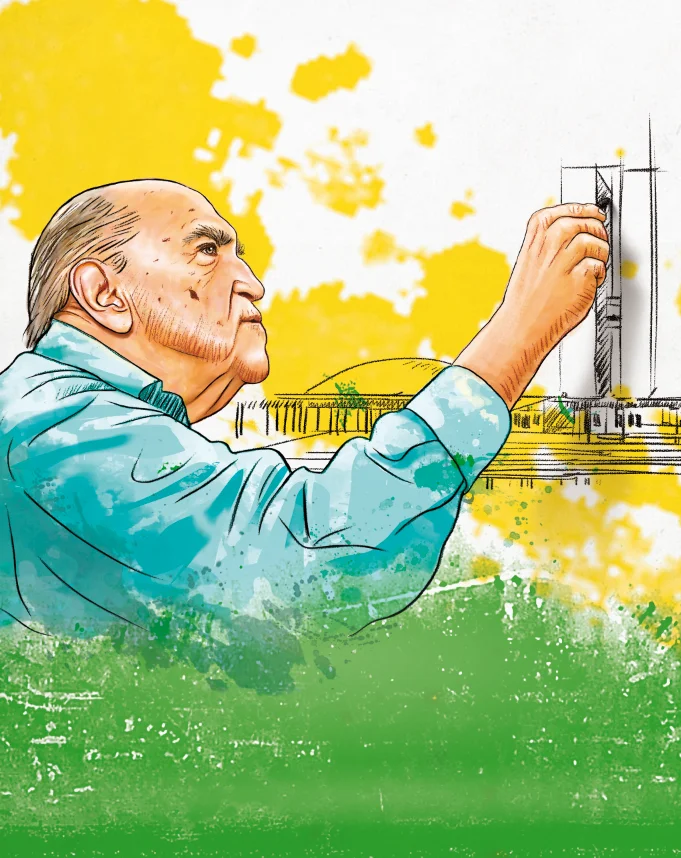 Ilustración editorial de Oscar Niemeyer para la Guía de Arquitectura