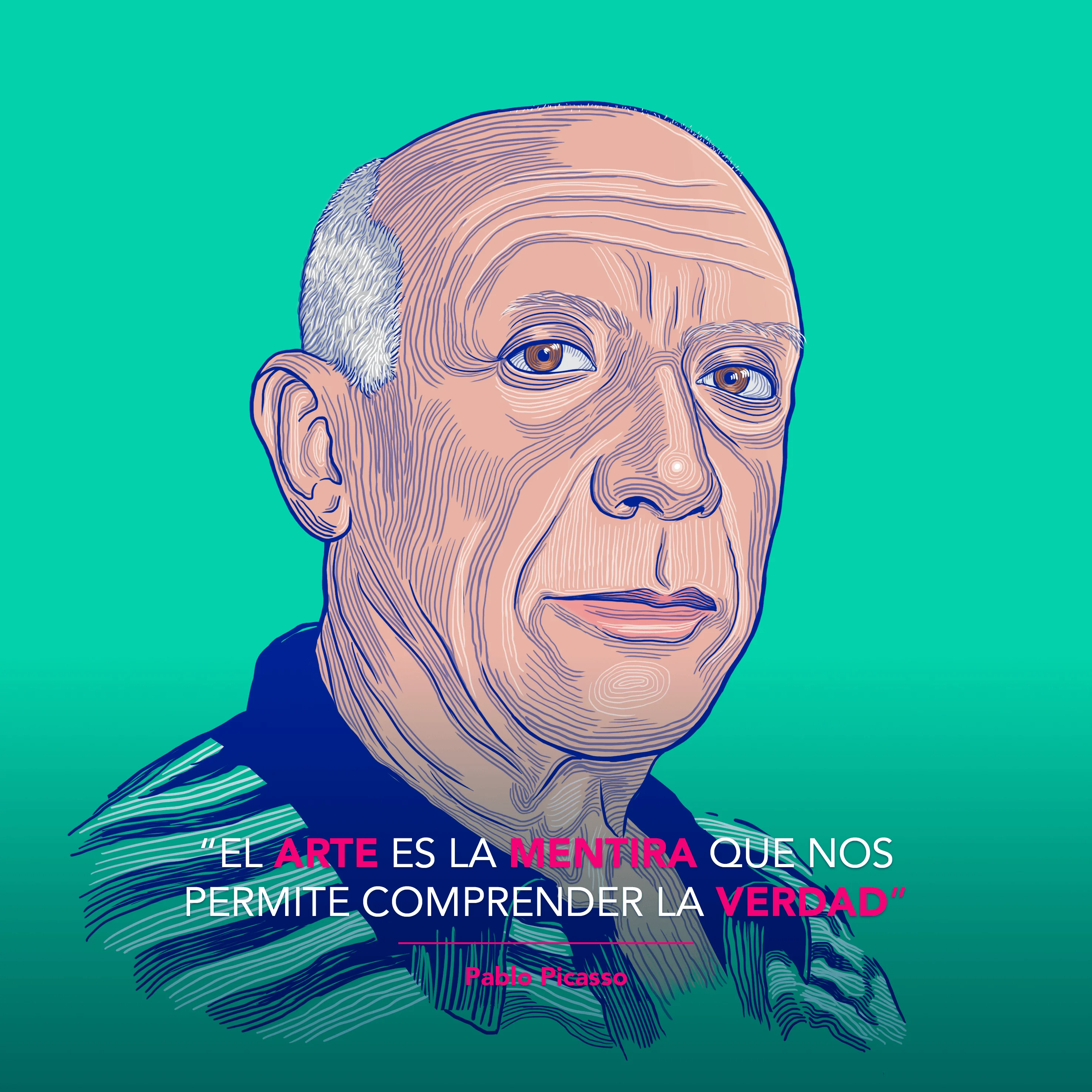Diseño e ilustración para redes sociales de personajes Icónicos Pablo Picasso