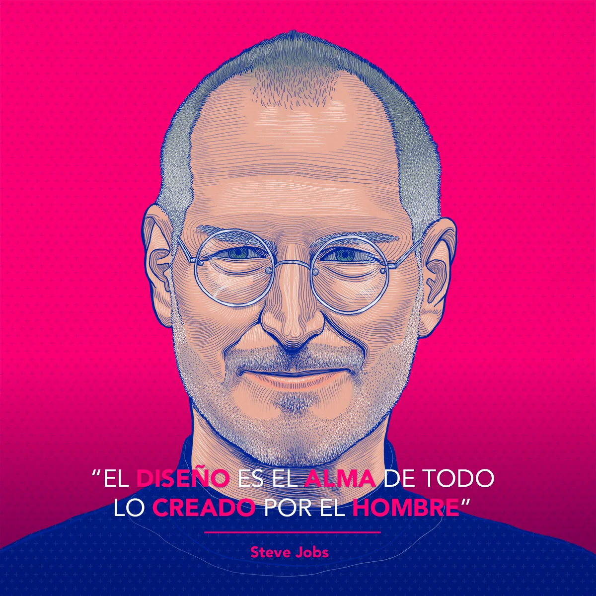 Diseño e ilustración para redes sociales de personajes Icónicos Steve Jobs