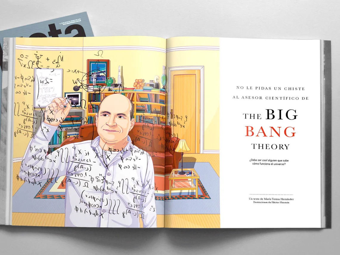 Ilustración editorial de David Saltzberg para la revista Etiqueta Negra 2