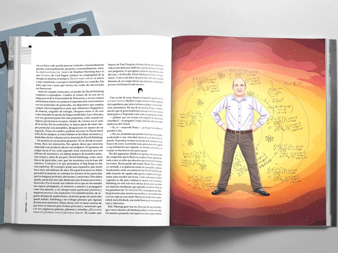 Ilustración editorial de David Saltzberg para la revista Etiqueta Negra 3