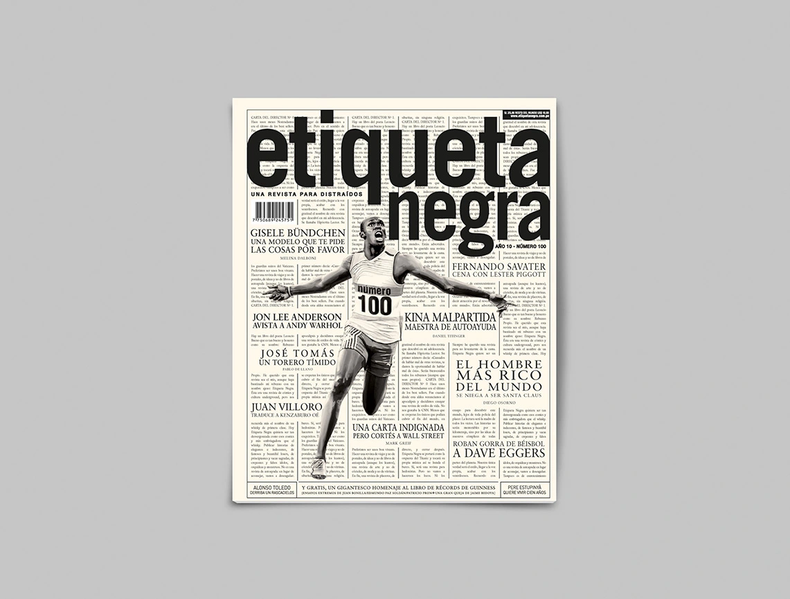 Ilustración editorial de Usain Bolt para edición Nº 100 de la revista Etiqueta Negra 3