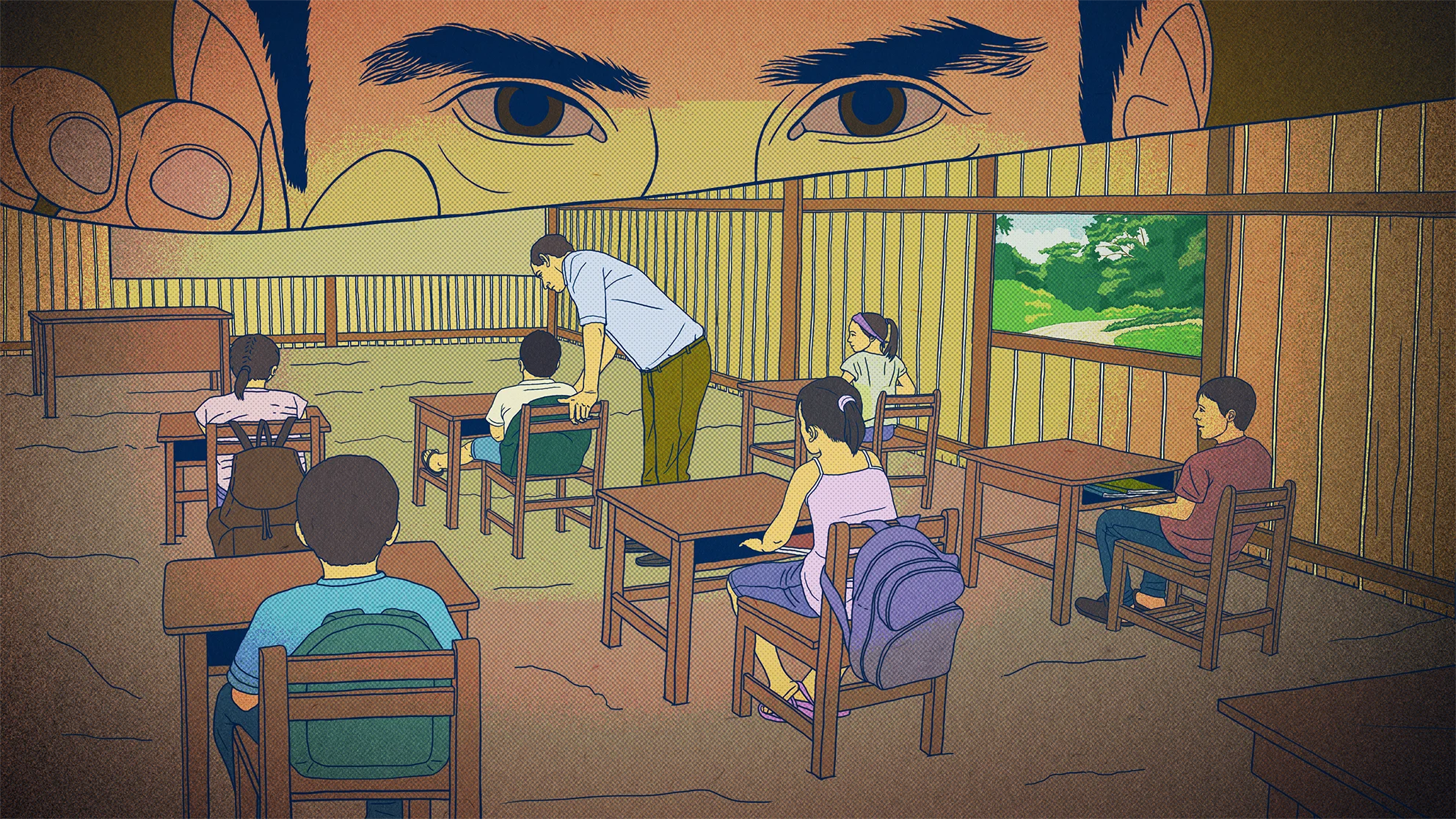Ilustración editorial sobre docentes violadores