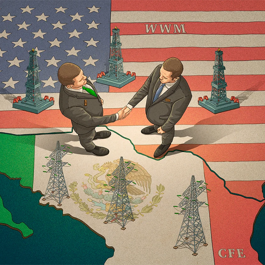 Ilustración editorial sobre la reforma energética en México para el diario El País en México
